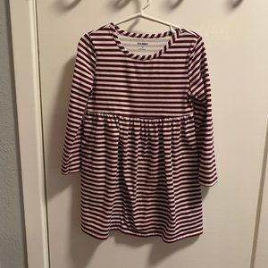 Old Navy Maroon and White Long Sleeve Cotton Dress